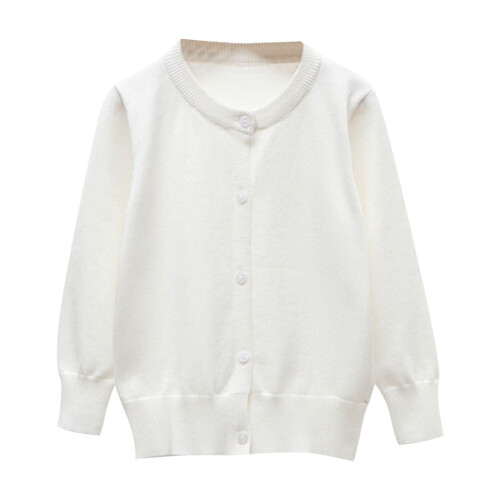 Kids' Solid Knit Cardigan Long Sleeve Button Down White 4-5