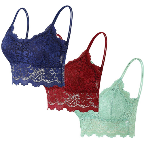 3 τεμάχια δαντελένια bralette για γυναίκες, ενισχυμένα bralette, δαντελένια εσώρουχα για
