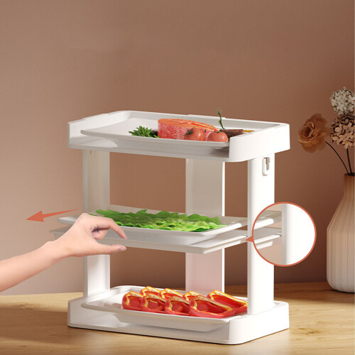 3-Tier Spice Rack with Drawer, Height-Adjustable