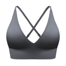 Sportbeha's voor dames met uitneembare vulling, bandjes, gekruiste diepe V-hals, naadloze driehoekige push-up bralettes voor yoga