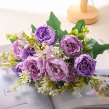 Bouquet di peonie artificiali, fiore profumato da tenere in mano per matrimoni e decorazioni per la casa, viola