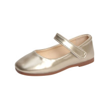 Meisjes glitter prinsessenjurkschoenen met strik, geschikt voor bruiloften, feestjes en bruidsmeisjes, Mary Jane ballerina's, goudkleurig, voor