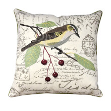 Decoratieve kussenhoezen voor lentedecoratie, 45 x 45 cm, met vogelprint, katoenmix.