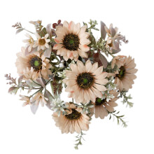 Vintage zijden zonnebloemen met steel, 42 cm, herfstdecoratie voor thuis, bruiloft, feest – bulkverpakking, donker hart, roze