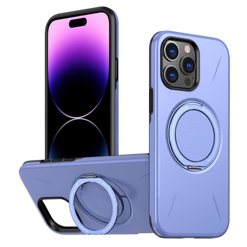 Ultra Slim Iphone 14 Pro Max Case: Tpu+Pc, Magsafe-Compatible, Military Shockproof, With Metal Rotating Holder Purple 9340959382361