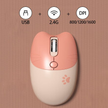 Mofii Cute Cat 2.4G trådløs mus, USB-modtager Plug and Play, 3 justerbare DPI, kompatibel med bærbar computer, pc og computer