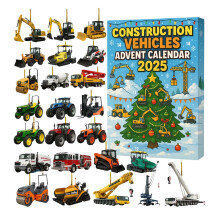 Calendrier de l'Avent 2025 - Véhicules de chantier : Comprend 24 mini-camions, excavatrices et bulldozers. Compte à rebours de Noël de 24 jours.