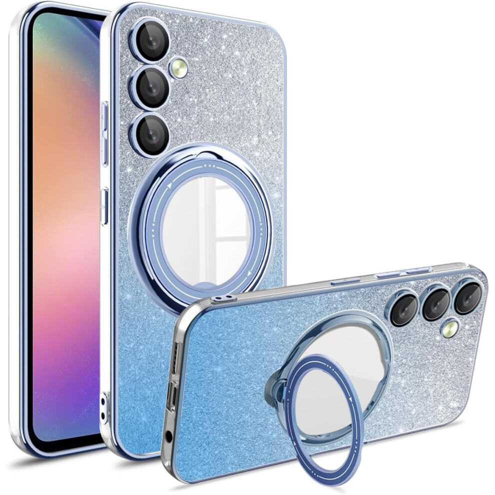 Compatible With Samsung Galaxy S22 Ring Stand Cover Â Shockproof, Glitter, Magnetic, Bling Clear Case With Lens Protection, Slim & 9551475471778