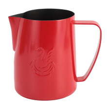 Jarra para espuma de leite em aço inoxidável 304, 480ml – Padrão de cisne, bico de precisão para latte art e vaporização – Vermelho vibrante