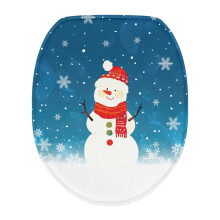 Housse de toilette Bonhomme de neige de Noël, forme oblongue, fond élastique, flanelle douce, réutilisable – Compatible avec les toilettes