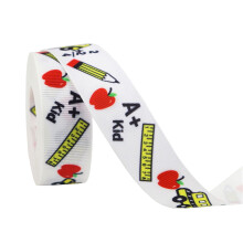 Dekorationsband für den Schulanfang, 2,2 cm x 10 Yards, Schulbus-/ABC-/Bleistift-/Bücher-/Tafelmotiv – Geeignet für Bastelprojekte