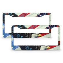 Bald Eagle American Flag License Plate Frames Metal 2 pcs