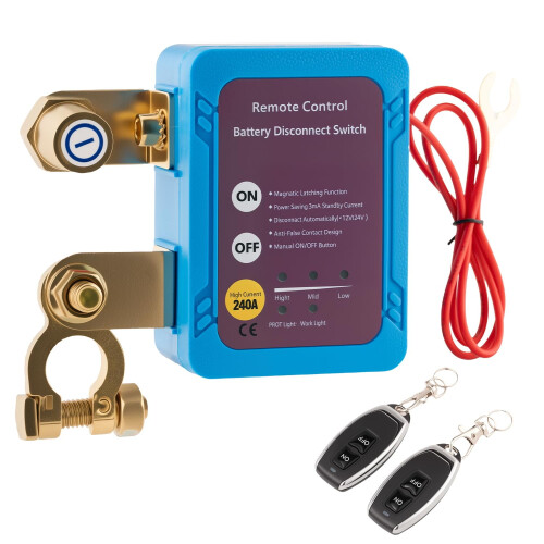12V Battery Disconnect Switch with Remote Kill Function 240A