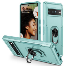 Capa magnética para Google Pixel 8 Pro, à prova de choque, com suporte de anel, proteção robusta de nível militar, verde.