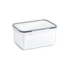 Contenitore per alimenti in plastica trasparente con scolapasta rimovibile, portatile e traspirante – Compatibile con il frigorifero