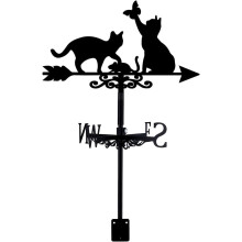 Wrought Iron Cat & Butterfly Weather Vane for Roof/Garden – Compatible with Outdoor Farmhouse Decor