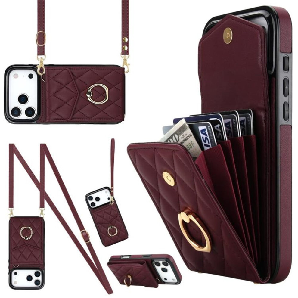 Compatible With Iphone 17 Pro Case: Premium Pu Leather Accordion Wallet With Rfid Shielding, Adjustable Ring Holder, Detachable Crossbody & Wrist 9340959384310