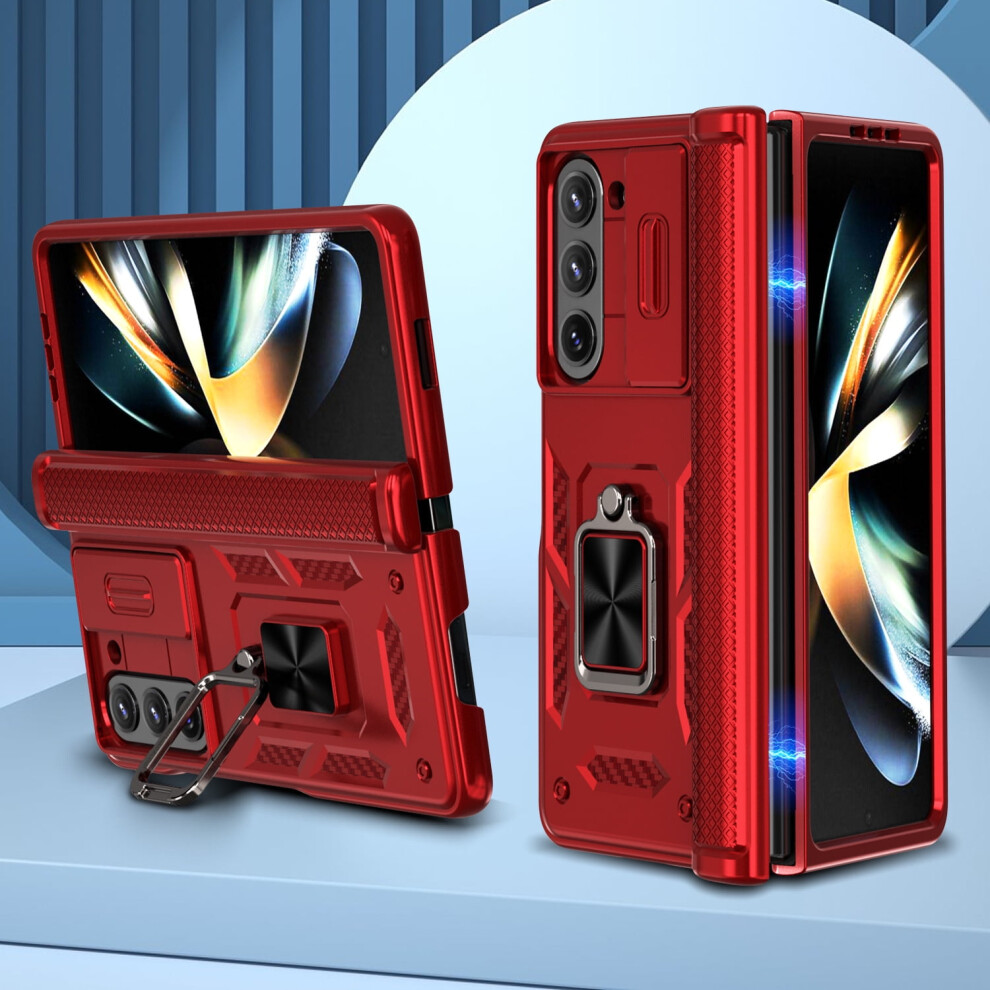 Allytech Rugged Case For Samsung Galaxy Z Fold5 Â Shockproof, Ring Holder, Stand, Hinge & Car Mount Compatible Â Red 9340959384013