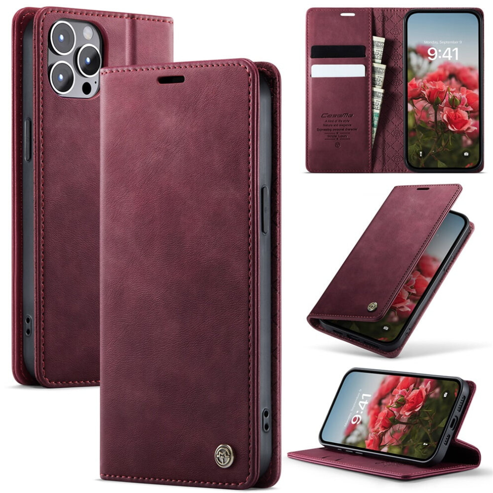 Caseme Calf Leather Wallet Case For Iphone 12 Pro Max 6.7" Â Rfid Blocking, Magnetic Closure, Card/Cash Slots, Kickstand, Shockproof 9340959385232