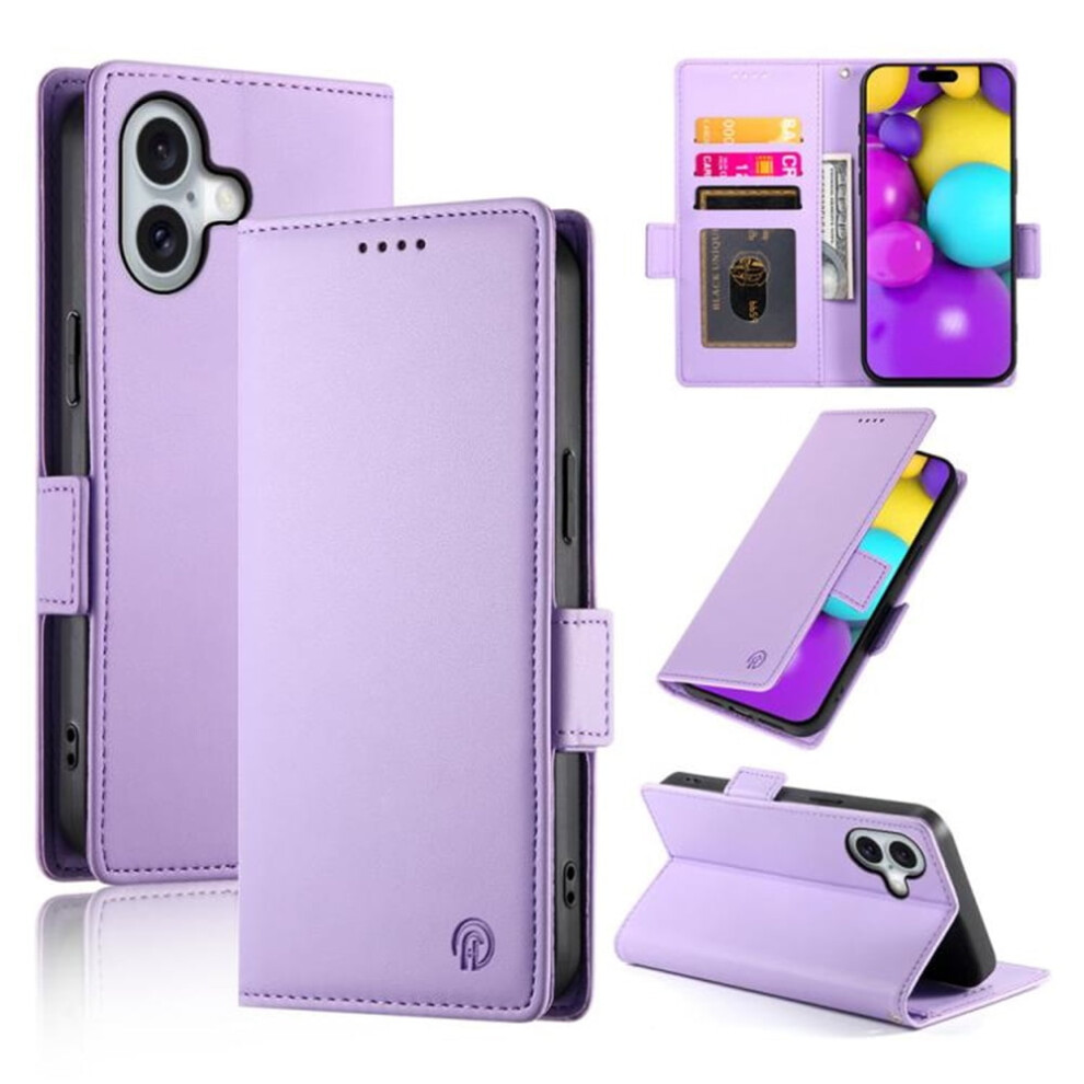 Pu Leather Flip Wallet Case For Iphone 16 Purple 937196991419