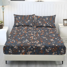 Σετ σεντόνια 3 τεμαχίων King Size Ditsy Floral σκούρο γκρι (1 με 1 εσοχή + 2 μαξιλαροθήκες),