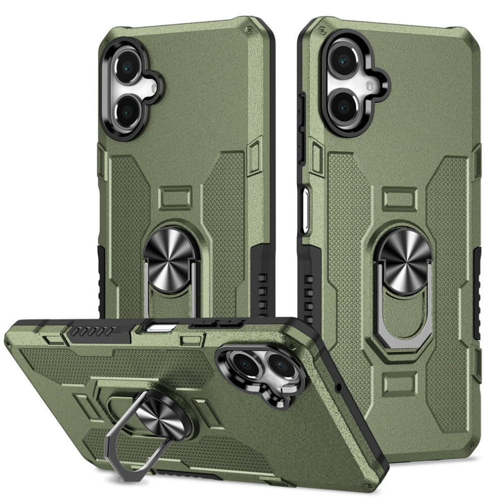 Rugged Defender Case For Samsung Galaxy A06 4G (6.7") Â Ring Holder, Kickstand, Anti-Fingerprint, Non-Slip, Anti-Drop, Compatible With Green 9340959381746