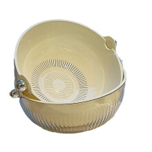 Dual Layer Plastic Washing Bowl 25.5cm Collapsible Kitchen Draining Basket