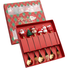 Spoon Fork Santa Claus Christmas Tree Spoon Golden Christmas Tableware Set