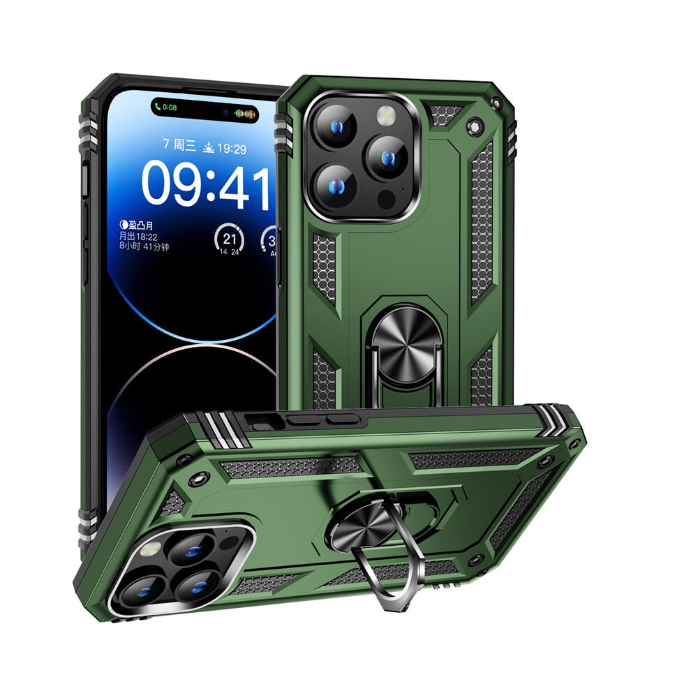 Military Grade Shockproof Iphone 15 Pro Case With Kickstand, Army Â Compatible With Iphone 15 Pro (6.1") Green 9340959383788