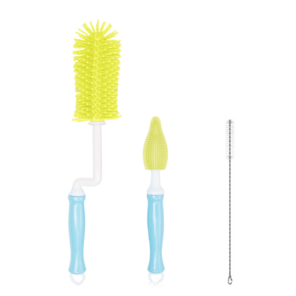 Bottle Brush Set with 360 Rotating Design, Silicone, Portable & Reusable – Compatible with Straws, Baby Bottles & Nipples