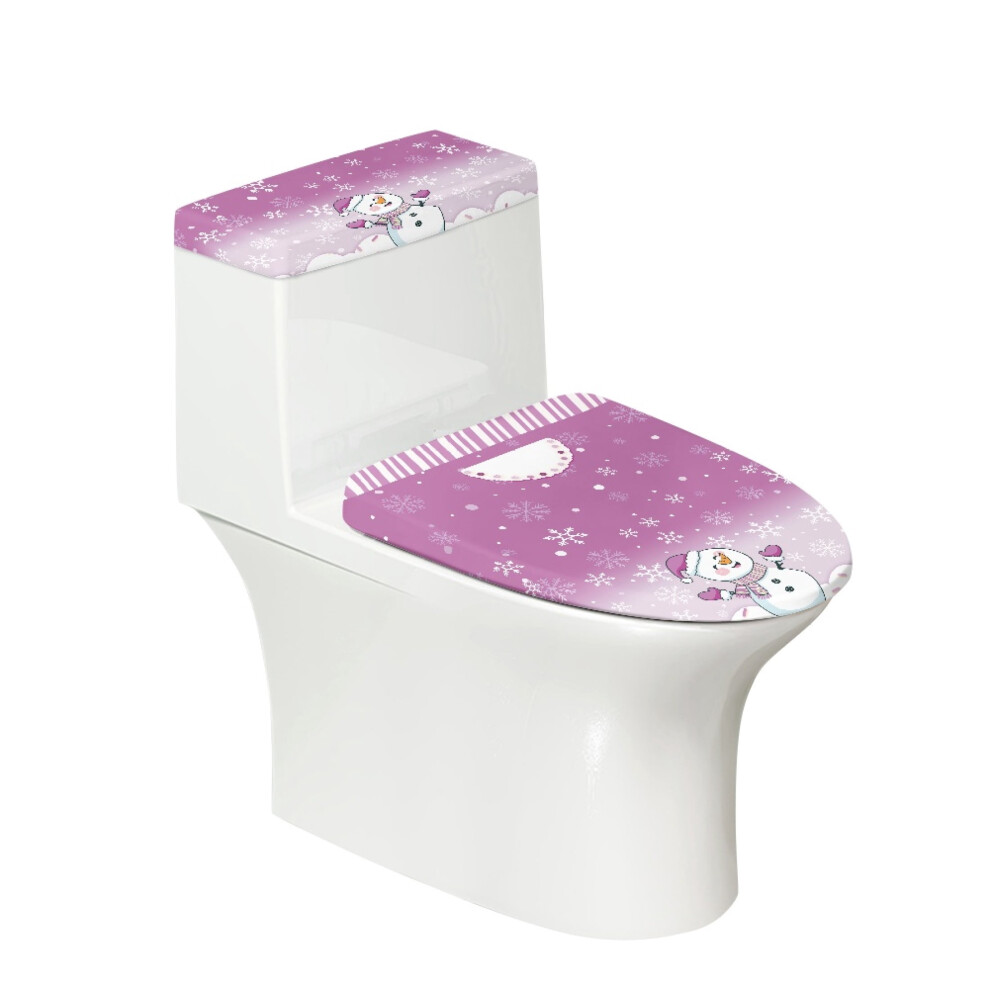 Toilet Lid Dust Cover Set Purple Snowman 2 Pcs 9122141640264