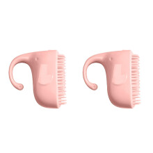 2Stk Baby Shampoo Bürste Mit , Flexibler Silikon Massagekopf Pink