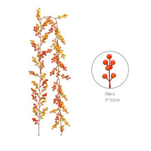 Guirlanda artificial de frutinhas vermelhas de 1,8 m para decoração de festas de Natal, cor amarela.
