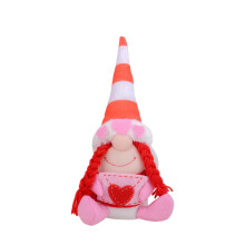Valentine's Day gnome doll with peach heart faceless design