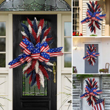 Couronne patriotique américaine pour la fête de l'indépendance, à suspendre à votre porte d'entrée – 4 juillet 2025, 50 cm