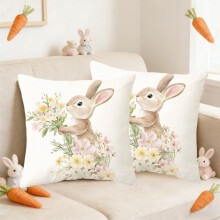 Easter Pillow Cover with Egg and Bunny Design