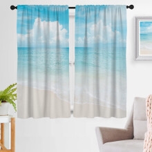 Ocean Coastal Beach Curtains, Hawaiian Blue Sky & Sea Design, 42"x63", 2 Panels, Rod Pocket – Compatible with Standard Rods