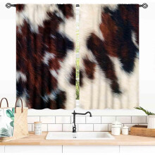 Brown Cowhide Curtains, Western Cow Print, 2 Panel (55x39"), Compatible with Farmhouse, Bedroom, Living Room, Kitchen