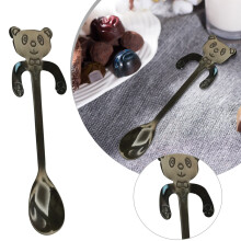 Stainless Steel 304 Spoon with Cute Panda Handle – Coffee, Tea, Dessert & Sugar Spoon – Mini Bear Hugging Design