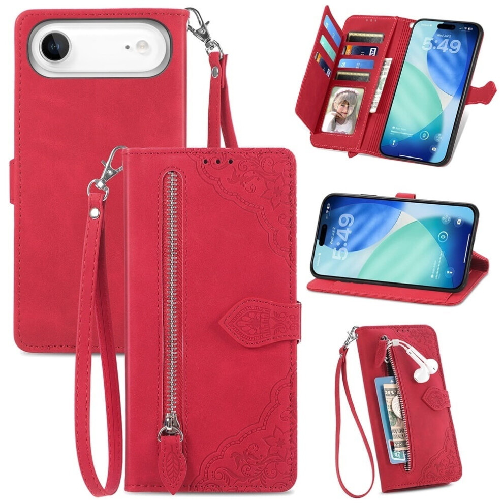Compatible With Iphone Air 6.5" Wallet Case Â Pu Leather Magnetic Flip, Lanyard Strap, Wristlet & Zipper Card Holder 9557311953965