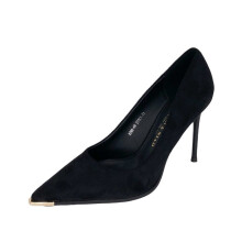 Willtoo Women's Suede Pointed Toe Stiletto High Heel Pumps for Fall Season Dress Occasions Black