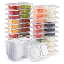 Two-Compartment Condiment Container - Portable Sauce Cup with Dividers, Perfect for Picnics, Lunch Box & Takeout, Leak-Proof White 5pcs