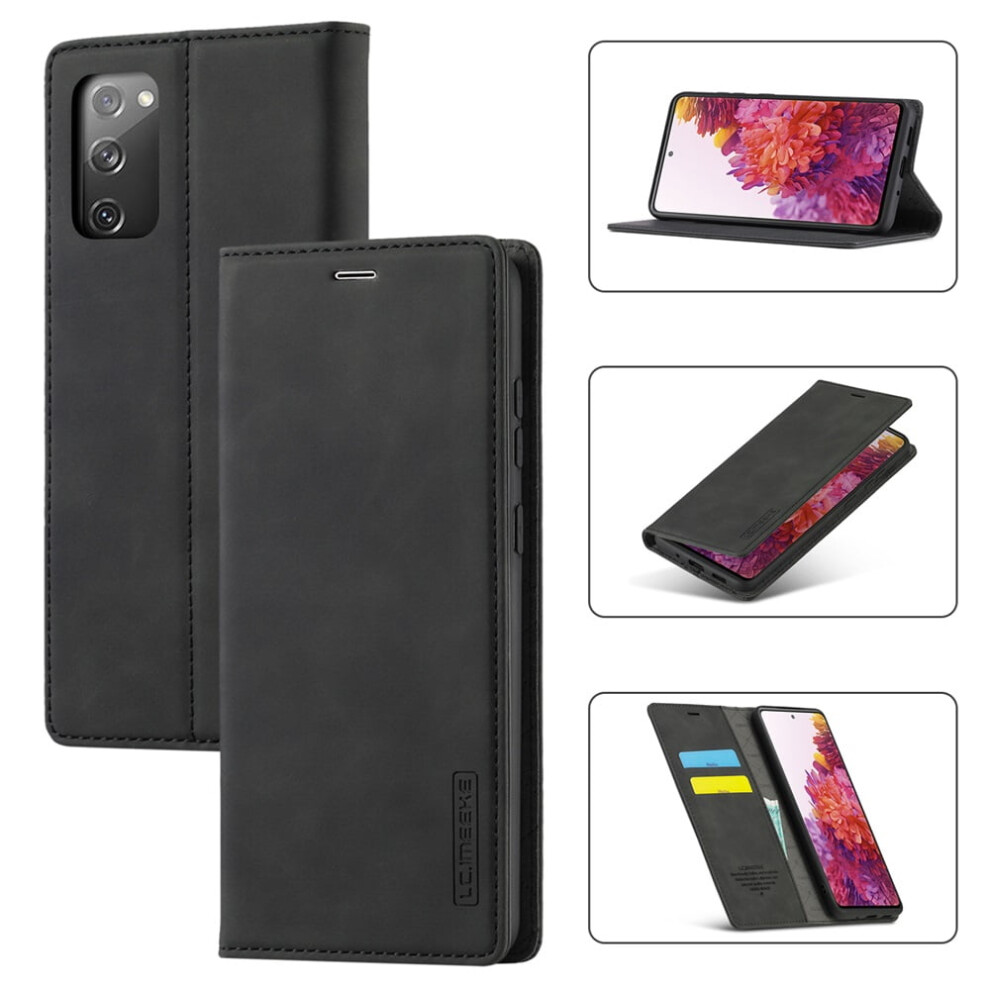Lc.imeeke Leather Flip Wallet Case With Card Holder, Magnetic Closure & Kickstand For Compatible With Samsung Galaxy S20 Fe 5G Â Black 9193271081050