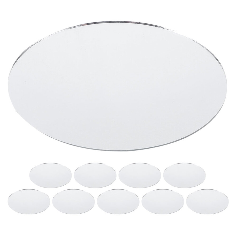Pretyzoom 10pcs Mini Oval Lens Mirror, Decorative Crafts Glass Mosaic Tile Pieces For Diy Craft Projects Home Decor