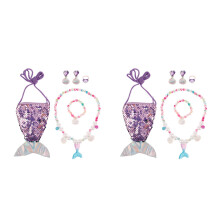 12Stk Schmuckset Meerjungfrau Anhänger Armband Ring Mehrfarbig