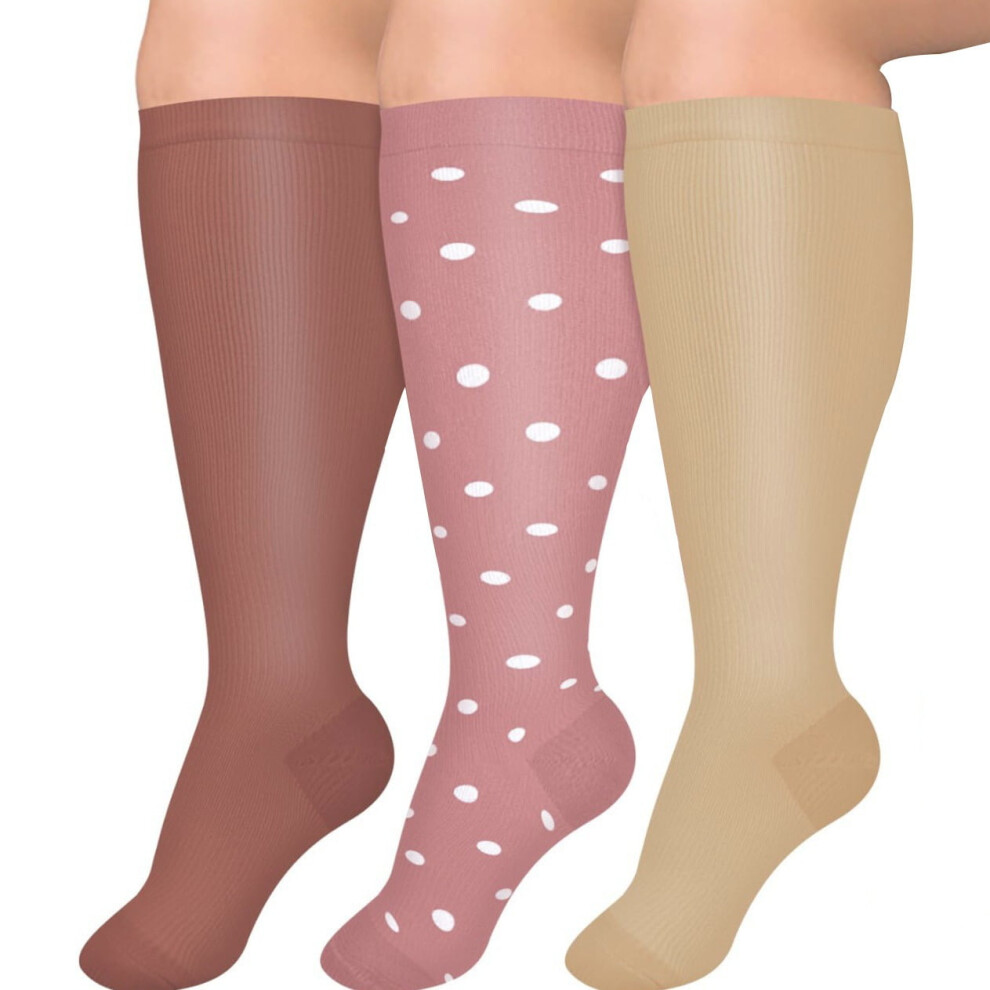 2XL 3XL 4XL Plus Size Compression Socks for Women & Men 15-20 mmhg Extra Wide Calf Knee High Support Socks for Circulation