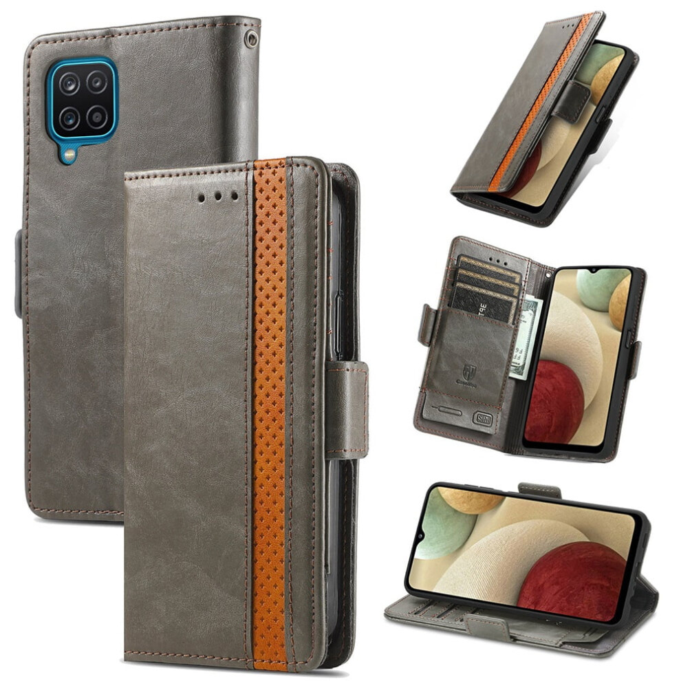 Samsung Galaxy A12 Leather Wallet Case Gray 913211549889