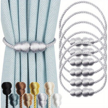 6 Piece Vintage Style Magnetic Curtain Tie Backs, Decorative Plastic Holders