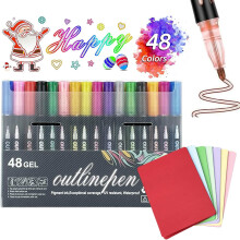 Dreamy Sparkle Dual-Line Contour Pen, Metallic Outline Shimmer Marker Set, Quick-Dry Double Line Art Pen for Drawing, DIY Crafts