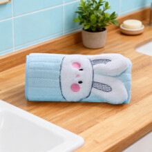 Prosop din fleece cu model Bunny Coral – Prosop pentru față și păr, Albastru, 75 34 cm Decorațiuni de Paște